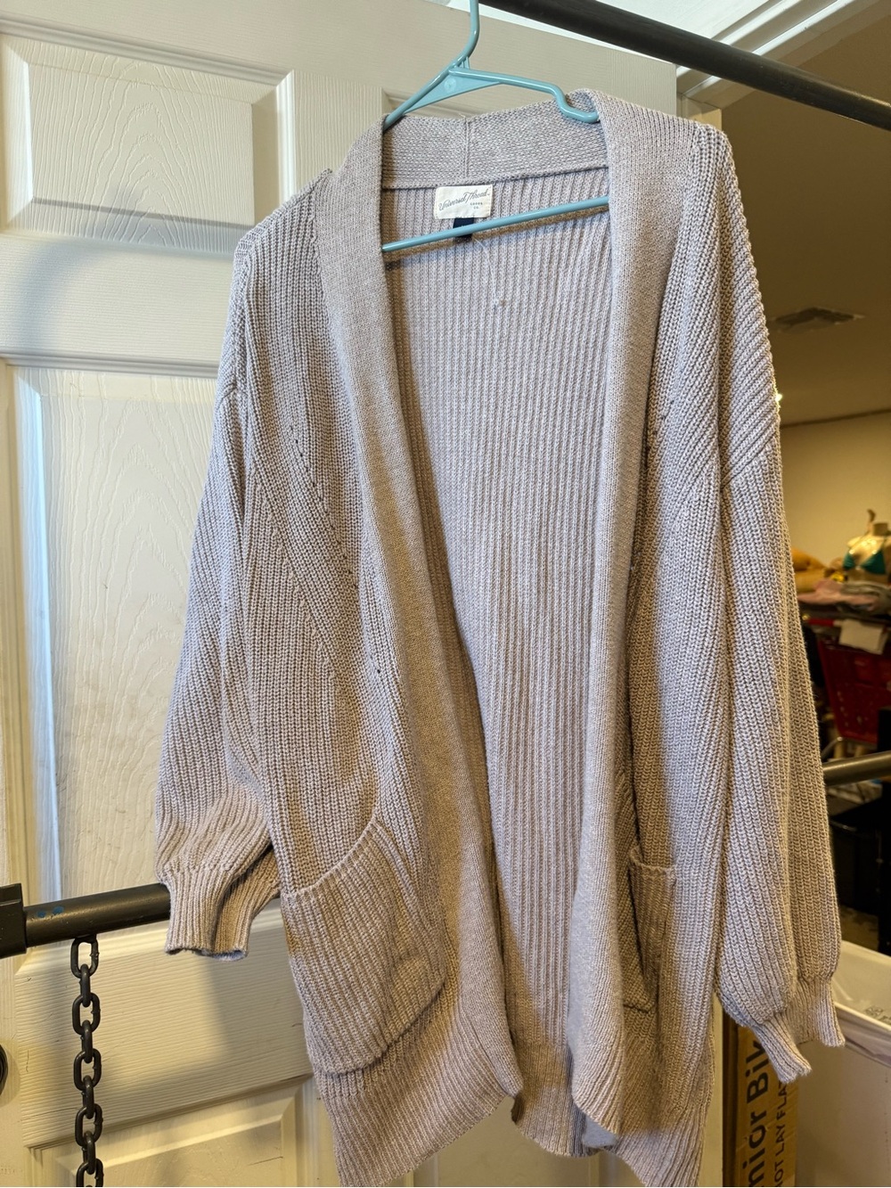 Universal Thread Cream Open-Front Ribbed Cardigan